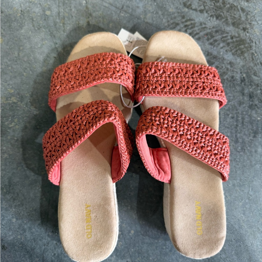 Old Navy Coral Woven Wedges